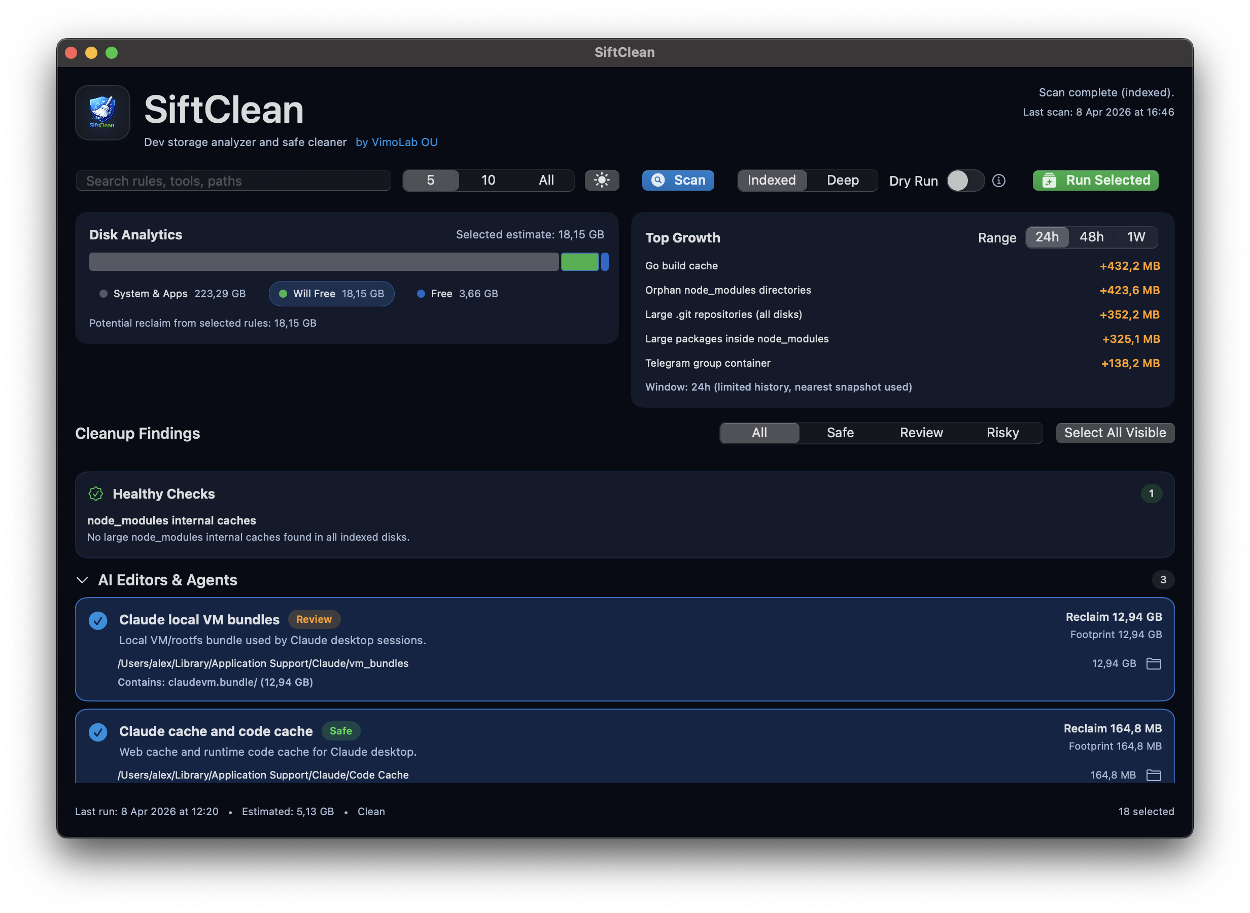 SiftClean application screenshot